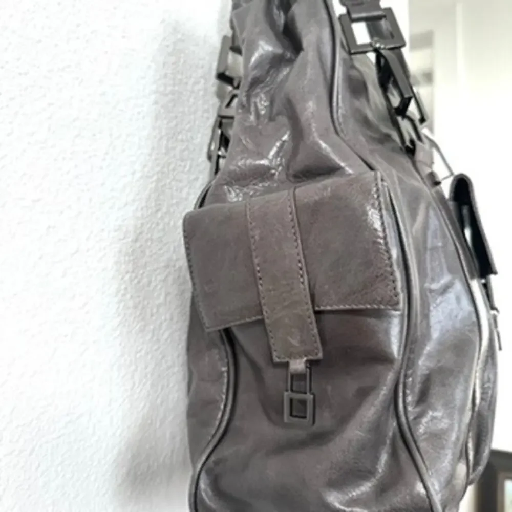 Helen Welsh Genuine Leather Shoulder‎ Bag - Pewter - Modern Classic Large Tote
